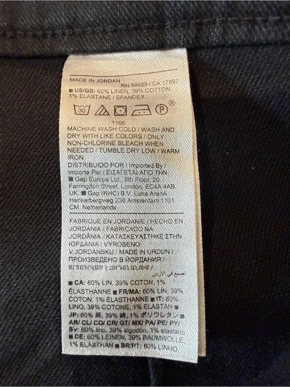 Banana Republic Black Italian Linen Cotton Wide-Leg Jean